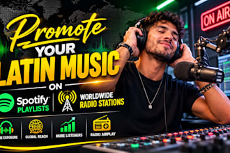 promote your latin music on spotify playlists and worldwide radio stations