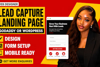 develop a lead capture landing page on godaddy or wordpress