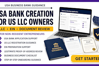 do USA bank creation, USA physical address, llc and ein for non residents