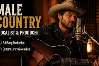 record lead male country song vocals session cover for original track music