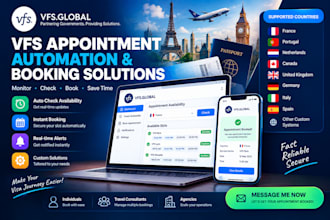 develop booking appointment bot,vfs bot,booking bot,vfs appointment slot watcher