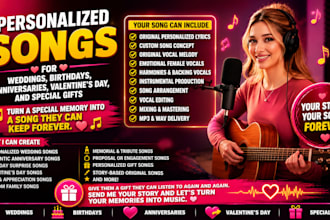 sing wedding song val birthday anniversary gift custom song as a female vocalist