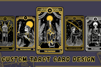 create custom tarot card illustraton, tarot deck, oracle card, dark art