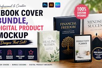 design ecover bundle, digital product mockup and ebook cover