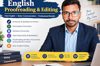 proofread and edit your english grammar and writing