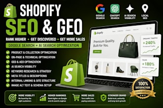shopify SEO GEO aeo and on page search engine optimization to rank your store