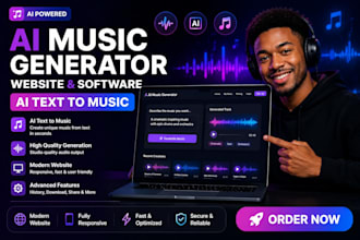 develop ai music generator website, software music website, ai text to music
