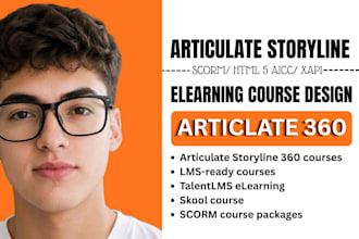 design courses in articulate storyline 360 for lms website, talent lms, skool