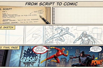 illustrate webtoon comic book pages from your script