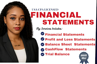 prepare accurate financial statements, p and l, balance sheets, cashflow as cpa