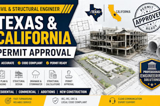 do civil and structural engineer for texas, california permit approval