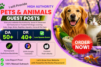build high quality pets backlinks from pets blogs with pets guest post