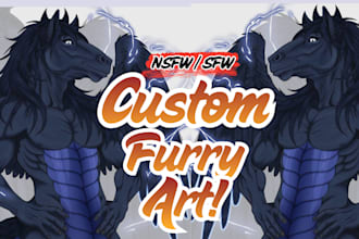 draw custom furry illustration, furry art, fursona, furry oc, anthro character