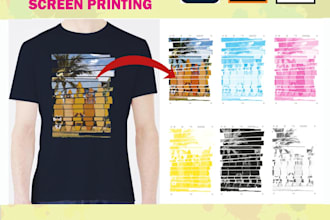 do professional screen print color separation with halftone