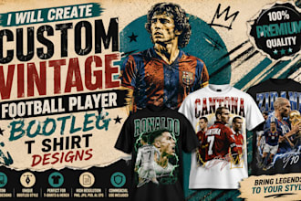 create custom vintage football player bootleg t shirt designs