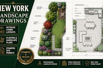 newyork landscape drawings site planting layout  outdoor living landscape design