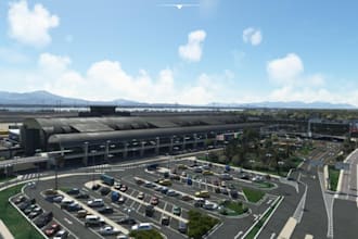 make 3d airport terminal, signage pbr texture, airplanes for msfs with lods
