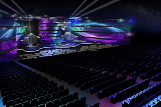 create 3d event stage design, wedding stage, christmas event stage