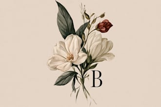 design  feminine hand drawn boho botanical logo with whimsical style within 24