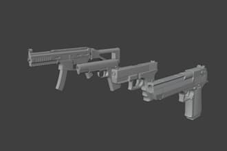 create low to medium poly weapons for your game
