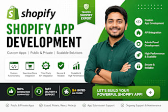 develop a custom shopify app, private app, and public app
