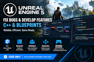fix bugs and develop features in unreal engine 5