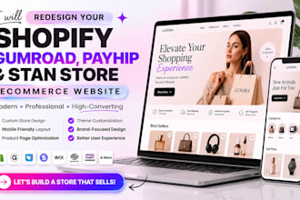 redesign design your shopify store gumroad payhip stan store ecommerce website