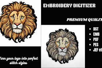 do embroidery logo digitizing in dst pes jef emb and jef files