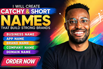 create a catchy short business name app name bran name company name domain name