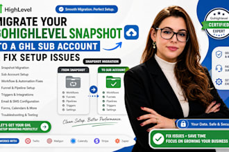 migrate your gohighlevel snapshot to a ghl sub account and fix setup issues