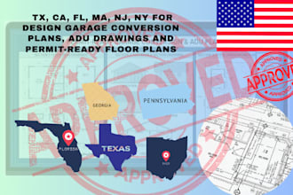 design garage conversion plans, adu drawings and permit and ready floor plans