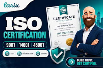 provide iso 9001, 14001, 45001 certification, audit and documentation