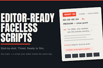 write an editor ready faceless youtube script