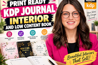 design print ready KDP journal interior and low content book