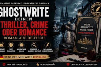 ghostwrite your german thriller, crime or romance fiction novel ghostwriter