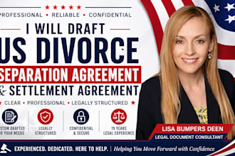 draft a US divorce separation agreement and settlement agreement