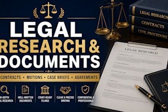 do legal research, case briefs, contracts, legal documents, motions, agreements