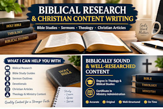 provide biblical research and christian content writing