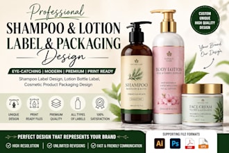 shampoo label design, lotion bottle label, cosmetic shampoo label design, lotion