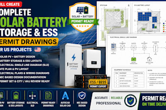 create complete solar battery storage and ess permit drawings for USA projects