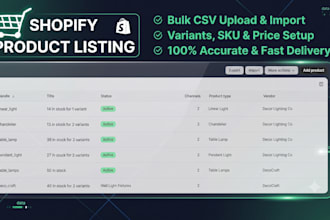 upload products to shopify store via bulk csv or manual listing