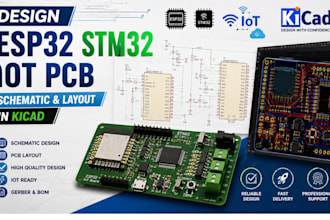 design esp32 stm32 iot pcb schematic and layout in kicad