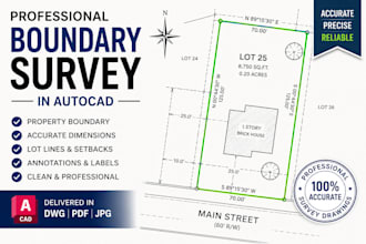 draft your boundary survey or property survey in autocad