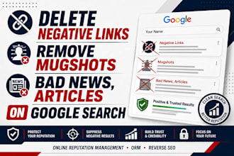 delete negative links, remove mugshots, bad news, articles on google search