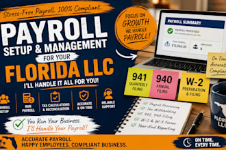 set up and run payroll for your florida llc including  941, 940 and w2 filling