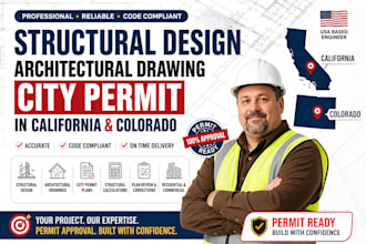 structural design, architectural drawing, city permit in california, colorado