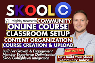 setup skool community online course membership classroom course upload manager