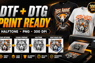 create dtf and dtg print ready halftone files for t shirt
