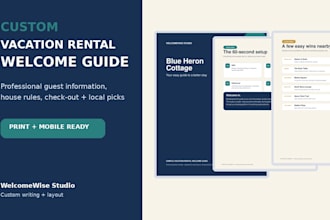 create a professional airbnb welcome book and vacation rental guest guide