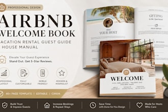 design airbnb welcome book, vacation rental guest guide and house manual